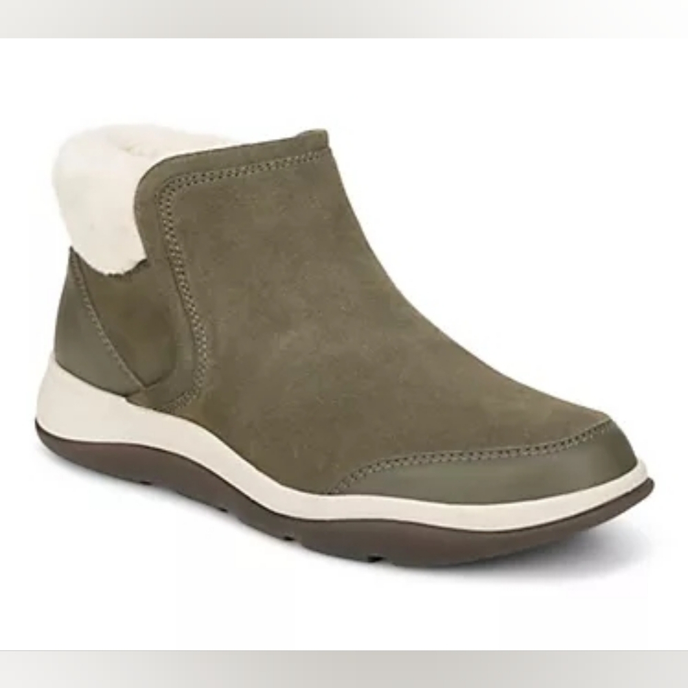 Vionic Olive and Cream Ankle Boot